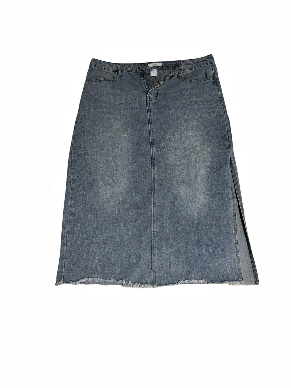 Forever 21 Denim Midi Slit Skirt Blue Size Medium